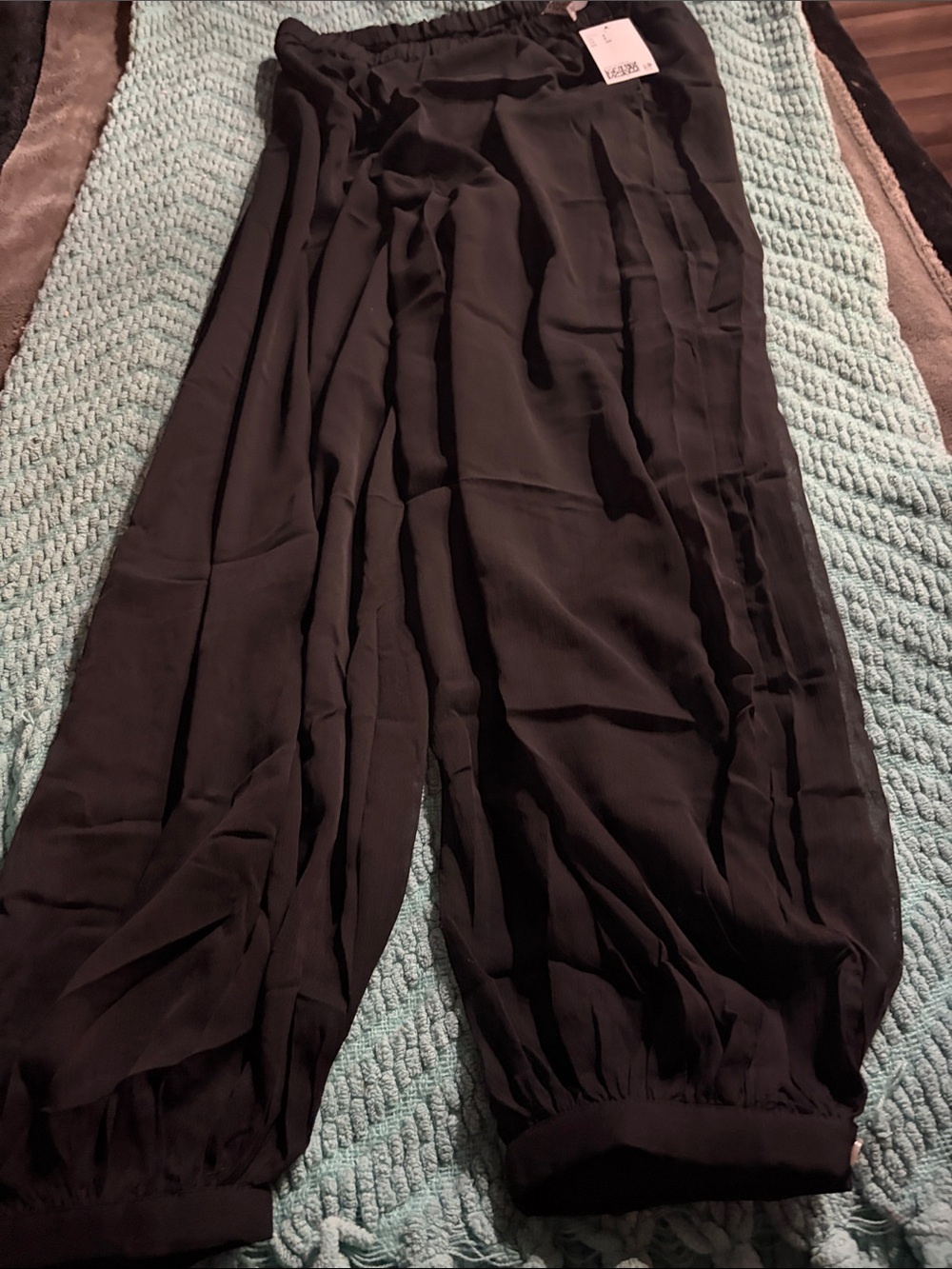 Black Women’s Elastic-Waist Harem Sheer Ballon Pants